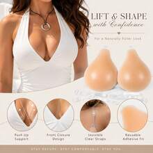 1pc Push-Up Self-Adhesive Bra, Invisible Strap Design, Front Closure Design, Provides Breast Support, Comfortable And Reusable, Suitable For Tank Tops, Swimwear, Bikini And Deep V-Neck Outfits - Multicolor - View 5