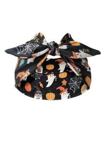 1 pieza Diadema de Halloween estilo europeo & americano con rosa y calavera, pañuelo para la cabeza de fiesta de baile, accesorio para el cabello de festival de fantasmas y no muertos - Multicolor - Ver 5