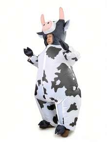Halloween Christmas Party Cow Inflatable Costume, Unisex Inflatable Costume, Holiday Personalized Outfit Inflatable Costume, Blower Included, Battery Not Included - Size S Is Suitable for Heights 0.9m-1.2m - View 3