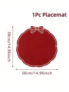 4pcs Red Christmas Linen Placemats, Red Bow Design, 38cm Diameter Round Table Mats, Holiday Party Table Decor, Holiday Tabletop Accessories, Home Kitchen Decoration, Merry Christmas Decoration - Christmas a - View 13