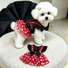 Cute Polka Dot Pet Princess Dress, Breathable Mesh Dog Dress With Bow Decor, Exquisite Puppy Tutu Dress, Suitable For Small Cats And Dogs, Spring/Autumn Fashion Pet Apparel - Multicolor - View 17