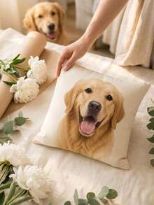 1pc Personalized Pet Photo Pillow, Custom Dog Cat Picture Throw Pillow, Soft Keepsake Cushion For Pet Lovers, Home Sofa Decor & Memorial Pet Gift For Pet Owners - Multicolor - View 6