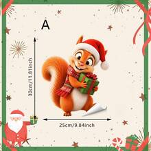 1/3pcs Winter Xmas Static Window Stickers. Cute Highland Cow Squirrel Reindeer With Santa Hat And Candy & Gift Box Design Pattern, Reusable No Residue Vinyl Decals For Glass Window Storefront Winter Xmas Holiday Home Party Decor. - Multicolor - View 15