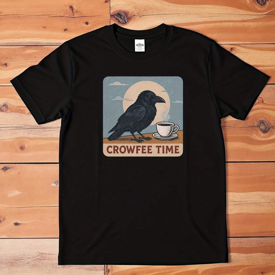 Crowfee Time T-Shirt Funny Coffee Pun Crow Graphic Tee Bird Lover Gift - 款式 - 查看 1