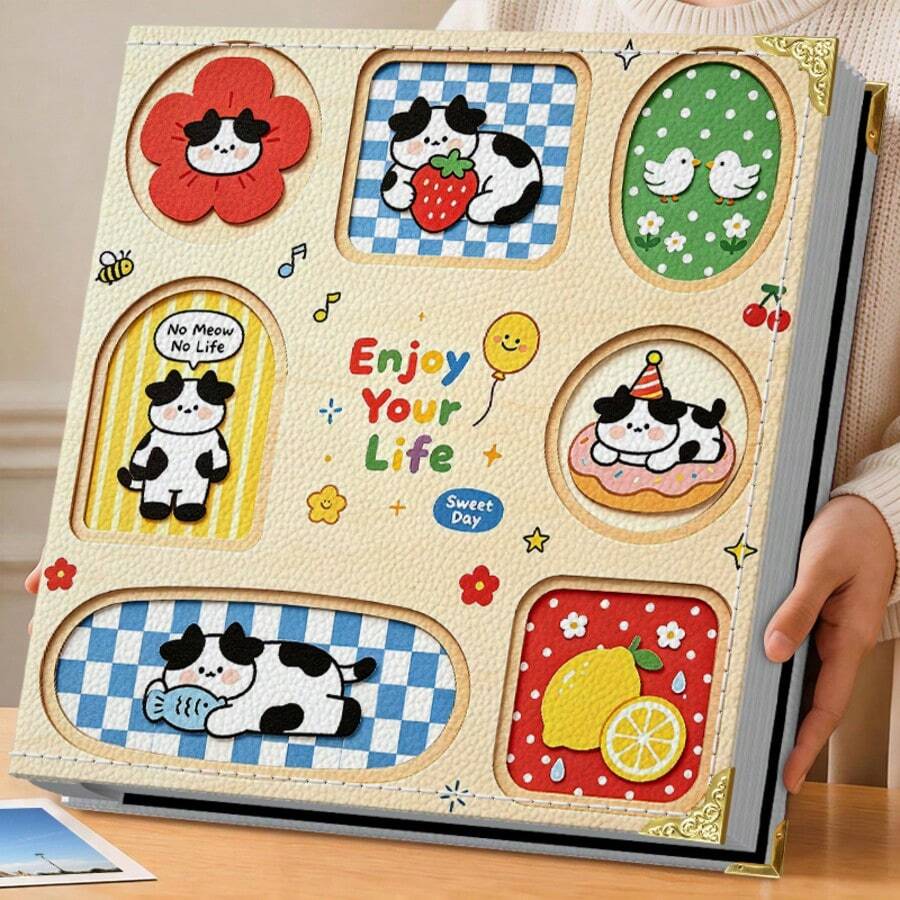 Large Capacity, Horizontal & Vertical Slot Design, 6 Inch Holds 600 Photos, Growth Album From Small To Large, Couple Travel Records, New Year Family Portraits, Mountain Landscape - 1PC - View 1
