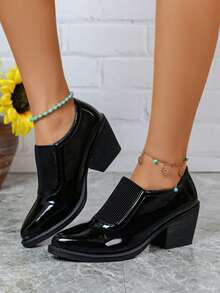 Spring/Autumn Casual Fashion Versatile Chunky Heel Slimming Japanese Style Women's Shoes - Black - View 3