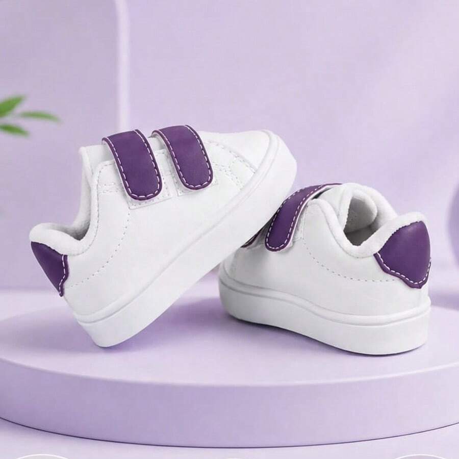 MT Mania de Tenis Tênis Infantil Casual Branco com Roxo Unissex Fechamento em calce facil Confortável Antiderrapante - Roxo - Visão 1