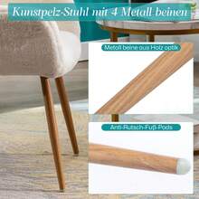 Dining Chairs With Faux Fur, Pink - Mid-Century Style - 白色 - 查看 7