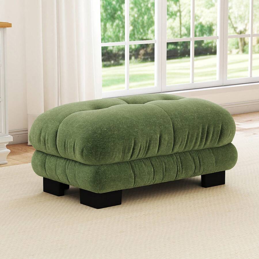 Paris Ottoman Yellow - Vintage Chenille Style - 綠色 - 查看 1