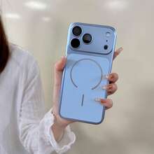 Large Window Design Magnetic Phone Case Compatible With IPhone 18 Pro 18 Pro Max, With Lens Protector, Rectangular Lens Frame Design, Electroplated Hard Shell Compatible With IPhone 17 Pro Max 16 Pro Max 15 14 13 12 11 - Sky Blue - View 6
