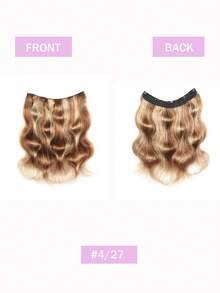 Highlight #4/27 Body Wave One Piece Clip In Hair Extensions Brazilian Human Hair 5 Clips Inner Layer Hidden Human Hair Extensions - S4/27 - View 2