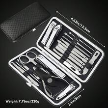 Set de Manicura - 19 en 1, Kit Profesional de Cortaúñas y Pedicura, Kit de Herramientas de Manicura, Set de Cuidado Facial de Acero Inoxidable, Idea de Regalo para Mujeres, Hombres, Niñas, Adolescentes, Negro - Negro - Ver 6