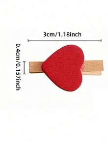 Red Heart Clips, Heart Wooden Clothes Photo Paper Clip Pins Mini Clothespins Postcard Clips Home Wedding Decoration Stationery Decoration - A - View 7