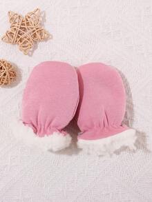 1 Pair Solid Color Anti-Scratch Warming Gloves For 0-6 Month Newborn Babies, Extra Soft & Thick, Suitable For Daily Wearing In Winter - 1Pair - View 19
