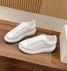 White MQ Wedge Sneakers With Black Heel Panel – Oversized Style Sneakers For Women And Men - 白色尾巴 - 查看 8