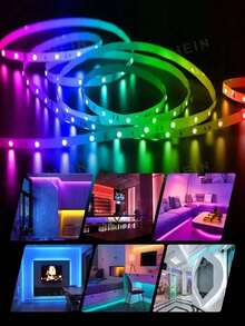 1m/5m/10m/15m/30m LED Smart Light Strip, 5050 RGB, Self-Adhesive Flexible Tape Light, For TV Backlight, Gaming Room, Christmas, Valentine's Day Decoration - RGB Multi-color Three-button Controller - View 4