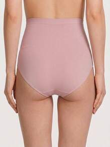 Aesletic 1 pieza de braga de talle alto para mujer con encaje, elástica para evitar deslizamientos, corte alto en la pierna para un color sólido elegante, suave y transpirable - Rosa - Ver 3