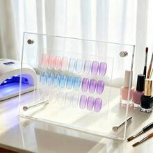 1pc Transparent Acrylic Nail Art Display Stand, Large Capacity False Nail Sample Storage Rack, Horizontal And Vertical Display Nail Color Card, Nail Art Photography Prop Display Background Board - Multicolor - View 7