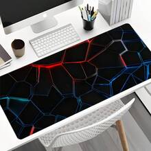 1 Pc Large Gaming Mouse Pad, XXL Strata Liquid Desk Mat, Non-Slip Rubber Base Game Mouse Mat, Computer Keyboard Mats Pad, Big Mousepad, Black Line Cool Large Mousepad, For Home Office Gaming Desktop Working - View 2