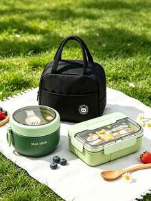 SEAL LOCK Cartoon Lunch Box, Large Capacity Student Campus Meal Box, Compartment Breakfast Bento Box, Fruit Fresh-Keeping Box, Office Worker Weight Loss Meal Box, Suitable For Company, School, Outdoor Picnic Camping Food Storage - Multicolor - View 9