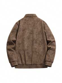 Men's Winter Long Sleeve Turn Collar Jacket, Suitable For Daily Commute, Vacation, Gift Giving - Coffee Brown - View 5