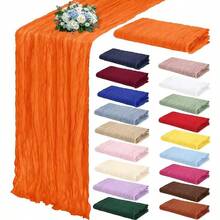 1pc Cheesecloth Table Runner, Semi-Transparent Gauze Tablecloth, Bohemian Or Rustic Style Wedding Table Decor, Suitable For Wedding Decoration, Arch Drapery, Bridal Shower, Holiday Party Decor - Multicolor - View 3