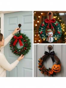 1/2/3/5/6/8/10pcs Multi-Functional Suction Cup Hooks, Suitable For Front Door Wreaths, Glass, Windows And Smooth Surfaces, Ideal For Christmas, Thanksgiving, Halloween Decorations, And Kitchen, Bathroom, Entryway Use - Multicolor - View 5