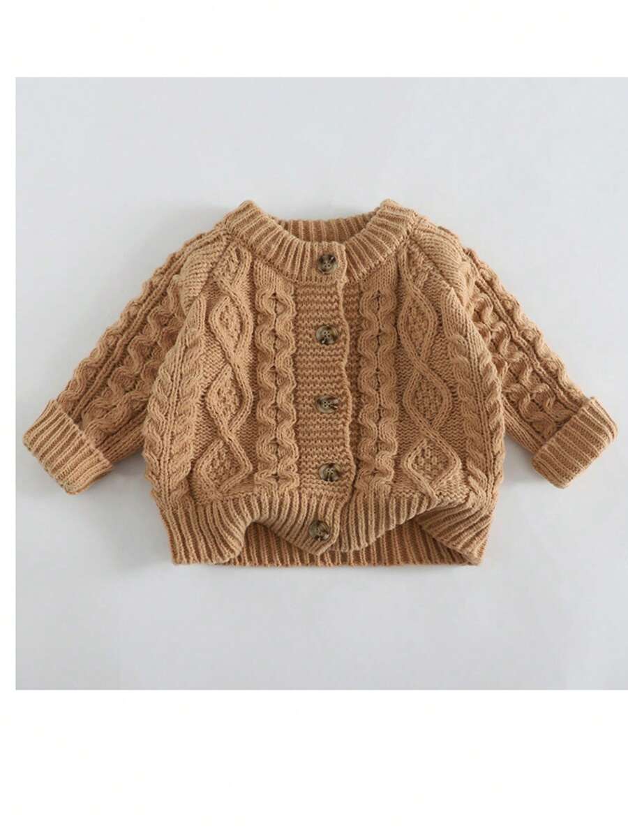 Young Girl Solid Color Casual Versatile Daily Knit Top - Khaki - View 1
