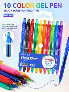Set Pulpen Gel Warna-warni yang Dapat Ditarik, 8 Warna/10 Warna (Opsional), Ujung Tebal 0,7mm, Pulpen Berbasis Air Warna-warni yang Dapat Ditarik, Badan Transparan, Level Tinta Terlihat, Halus, Cepat Kering, untuk Menulis Jurnal, Menandai, Menggambar, Melukis, Pulpen Gel Multi-Warna yang Dapat Ditarik, untuk Pelajar, Kantor, Menulis, Spidol. - Tekan pena - View 10