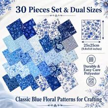 30pcs 25*25cm Hydrangea & Floral Print Fabric Set | Pre-Cut Quilt Squares, 30 Fashionable Floral Patterns, Suitable For Quilting, Patchwork, Sewing And DIY Crafts - Blue Series - View 8