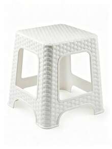Imitation Rattan Plastic Step Stool, Anti-Slip Hollow Square Seat Stool, Sturdy Stackable Small Bench For Bathroom, Bedroom, Entrance Shoe Changing, Kitchen Storage, Kids Adults Household Daily Use Stool - Multicolor - View 12