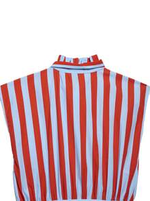 YROOE Women's Spring/Autumn Striped Bow Collar Ruffle Top, Sleeveless Front Button Casual Blouse, Summer Style - Multicolor - View 7