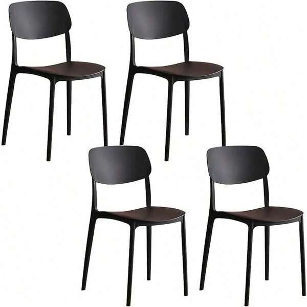 RXAG Sillas de comedor modernas para interior y exterior, fabricadas en plástico, con respaldo abierto, apilables, juego de 4 sillas, aptas para 4 personas, disponibles en varios colores. YBMW