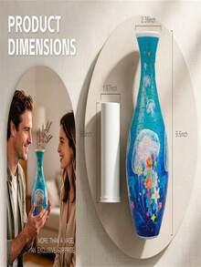 9Pcs/1 Set 3D Puzzle Vase Inner Liner Set, Decorative Hydroponic Plastic Flower Vase With Ocean Jellyfish Floral Pattern, Desktop Ornament For Home, Living Room, Office, Dining Table, Gift For Adult Women - Multicolor - View 8