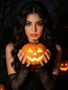 Halloween Sheer Mesh Spider Web Arm Sleeves - A - View 3