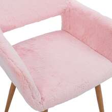 Dining Chairs With Faux Fur, Pink - Mid-Century Style - 粉色 - 查看 7