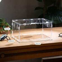 1pc Multi-Species High Transparency Acrylic Breeding Box, Minimalist Transparent Square Enclosure With Ventilation Holes And Snap-Lock Opening, Habitat And Breeding Box For Pet Snakes, Reptiles And Insects (Self-Assembly Required) - Clear - View 9