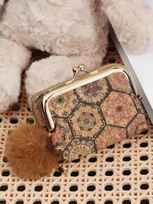 New Printed Women's Wallet, With A Pom-Pom Charm, Multi Card Slot Multifunctional Wallet, Can Be Split And Used As A Large Capacity Women's Wallet - Multicolor - View 7