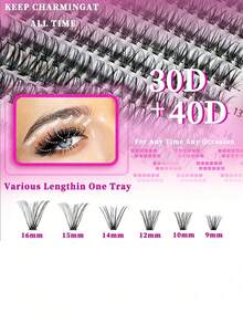 640 Clusters D Curl Single Strand Eyelash Extensions, 9-16mm Mixed Length, Large Capacity Segmented Eyelashes, D Curl Dense Cluster Eyelashes, Lightweight Layered Makeup Effect, Easy For DIY Home Use And Daily Makeup, Gift - D - View 4