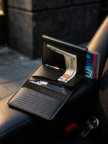 6/1pc Men's Slim RFID Wallet, Auto-Eject Card Holder, Black Aluminum Alloy, Solid Plain, Lightweight, All-Season Casual, For Daily Commute. - Multicolor - View 5