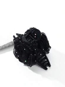1件女款純色3D網格水鑽玫瑰花髮夾抓夾髮飾，適合日常配戴與派對造型 - 彩色 - 查看 9