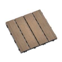 Patio Floor Tiles Pack Of 11 WPC Wood-Plastic Composite Patio Deck Tiles DIY Interlocking Decking Tiles, Quick Deck Floor Tile, Court Tile, Water Resistant Indoor Outdoor -11.8" Oak - Oak + Plastic - View 2