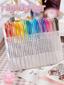 5PCS/15PCS Spidol Fluorescent Ujung Ganda, Pena Stabilo Fluorescent untuk Mewarnai, Menggarisbawahi, Menyoroti, Ujung Ganda Tebal dan Tipis, Musim Kembali ke Sekolah, Catatan Goresan Kata, Catatan Kelas, Buku Catatan Harian Kertas Berwarna-warni Tidak Luntur, Warna Cerah, Cocok untuk Sekolah dan Kantor, Penggunaan Seni Profesional, Berlaku untuk Menandai, Mewarnai, Melukis, Menulis, Menggambar dan Berbagai Kegunaan Lainnya, Perlengkapan Menulis Penting untuk Musim Kembali ke Sekolah - Beraneka warna - View 2