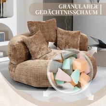 Beige Chenille Sofa - Comfortable Gaming Chair - Coffee Brown - View 3