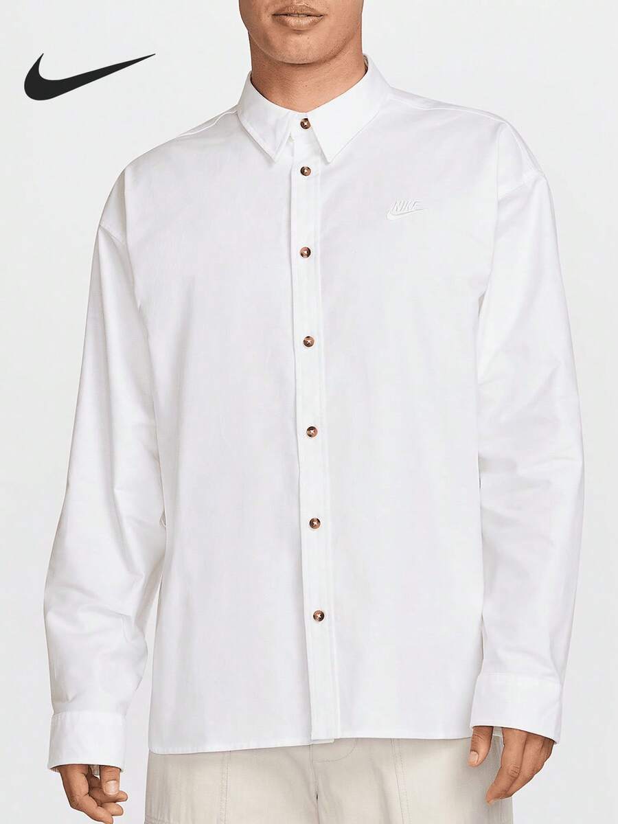 Nike Authentic 2025 Spring New Men's Minimalist Turn-Down Collar Breathable Shirt HM9591-100 - HM9591-100 - View 1