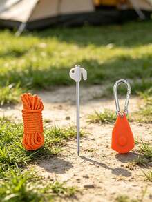 1 Set Outdoor Tent Fixing Kit, Includes Windproof Rope, Metal Tent Stakes And Adjustable Rope Tension Clips - Multicolor - View 4