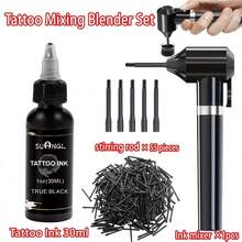 Black Ink Mixer With 50 Mixing Rods And 50 Skull Ink Cups, Suitable For Mixing Tattoo Pigments And Eyebrow Makeup Tools - Black - View 9