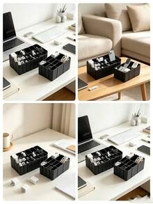 Desktop Cable Organizer, Multi-Compartment Cable Storage Rack, Space-Saving Charging Cable Storage Box, Suitable For Home Office Dormitory Desk - Multicolor - View 4