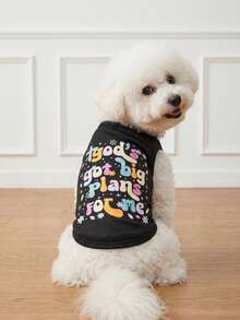 LUCKIE PAL 1pc God's Got Big Plans For Me Slogan Print Tank Top, Anti-Flea Base Layer Pet Dog Clothes, Fashion Vest Suitable For Chihuahua Small Dogs And Cats, Indoor And Outdoor - Multicolor - View 2