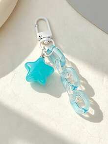 1pc Colorful Five-Pointed Star Keychain Pendant Bag Charm Candy Color Keychain Transparent Chain Pendant Student Backpack Bag Charm Keychain Gift For Girls - Multicolor - View 8